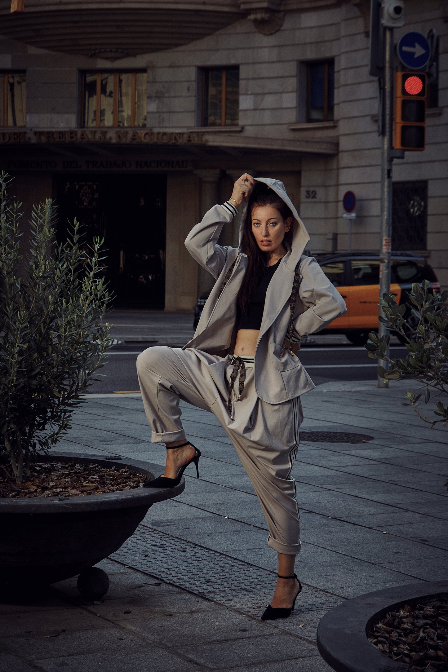 Baggy pants and hooded jacket set