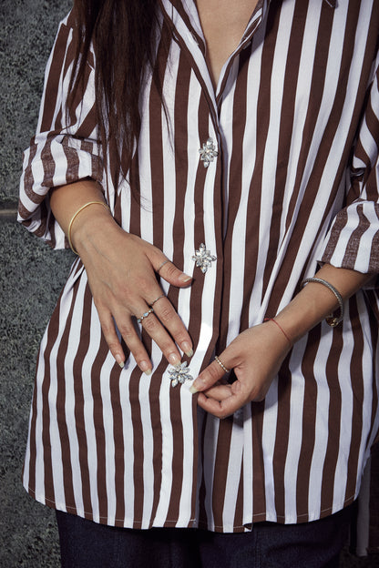 Striped shirt with jewel buttons 