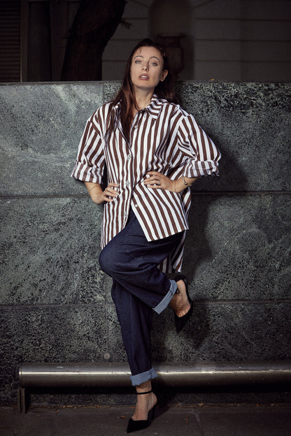 Striped shirt with jewel buttons 