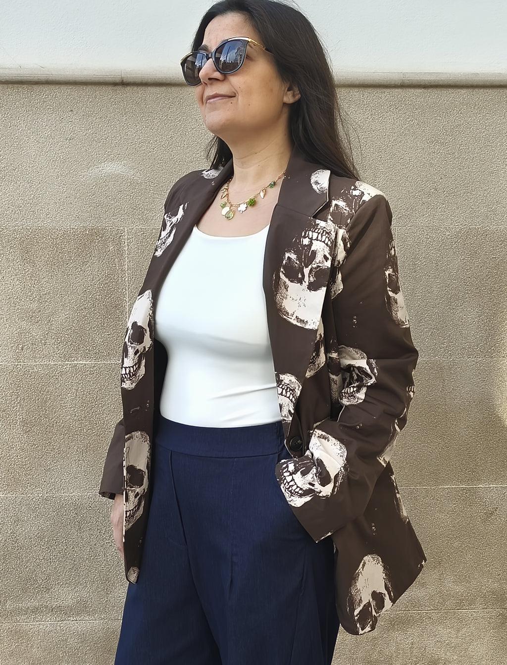 Blazer marron à tête de mort 