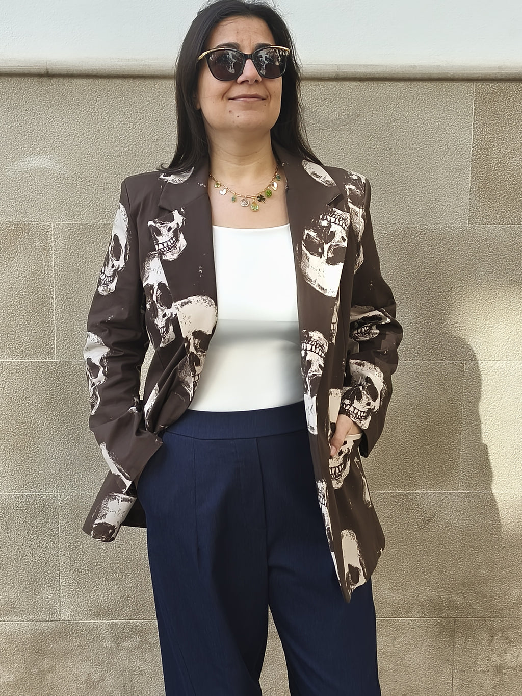 Blazer marron à tête de mort 