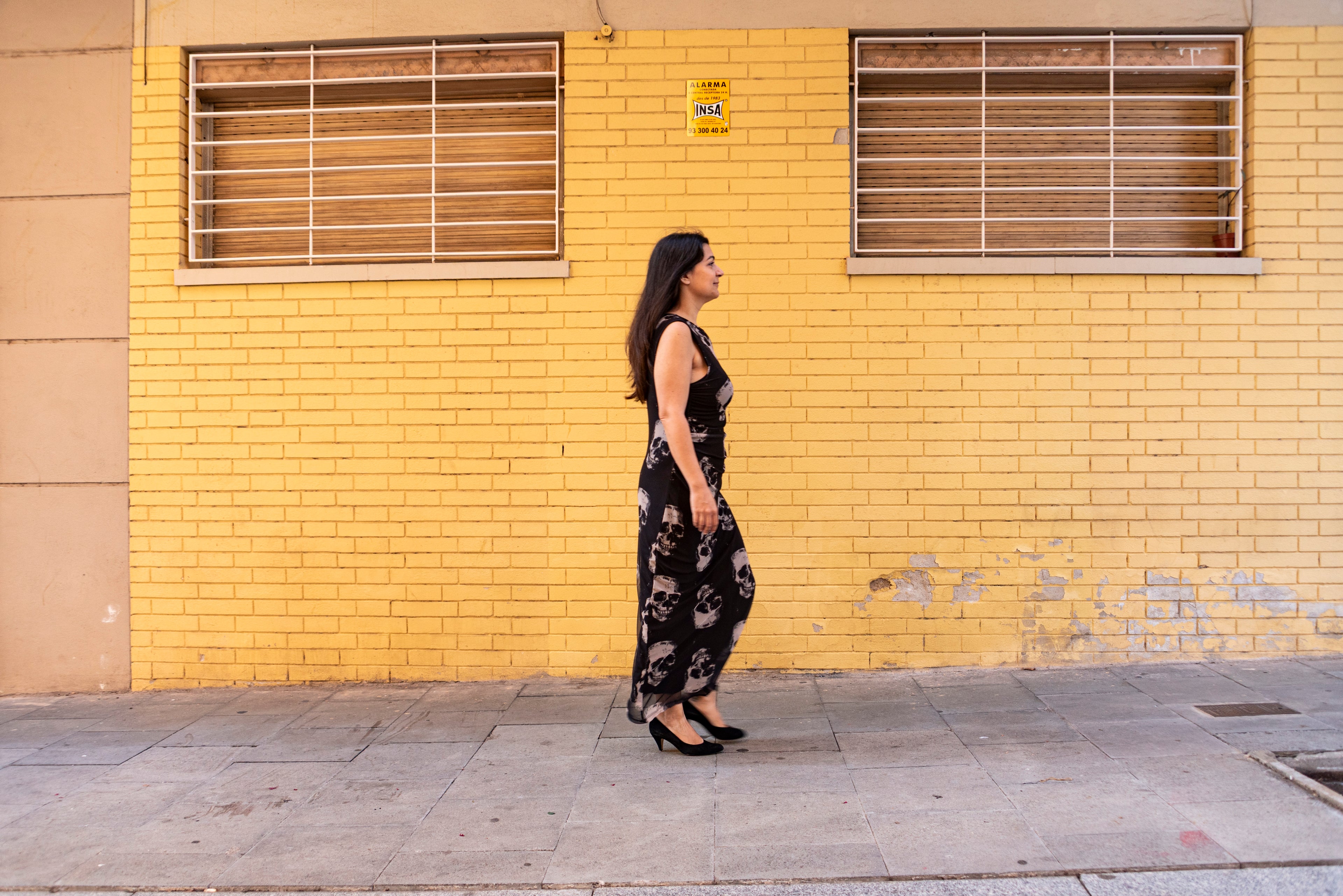 Vestido midi calaveras color negro