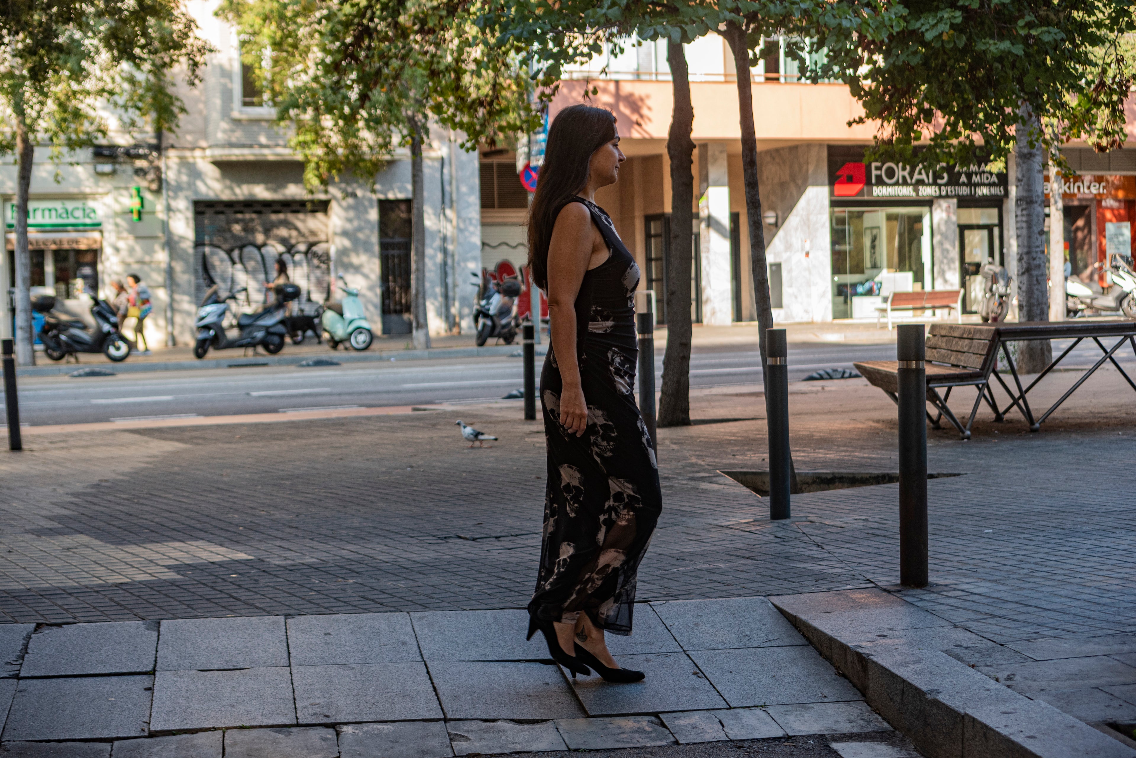 Vestido midi calaveras color negro
