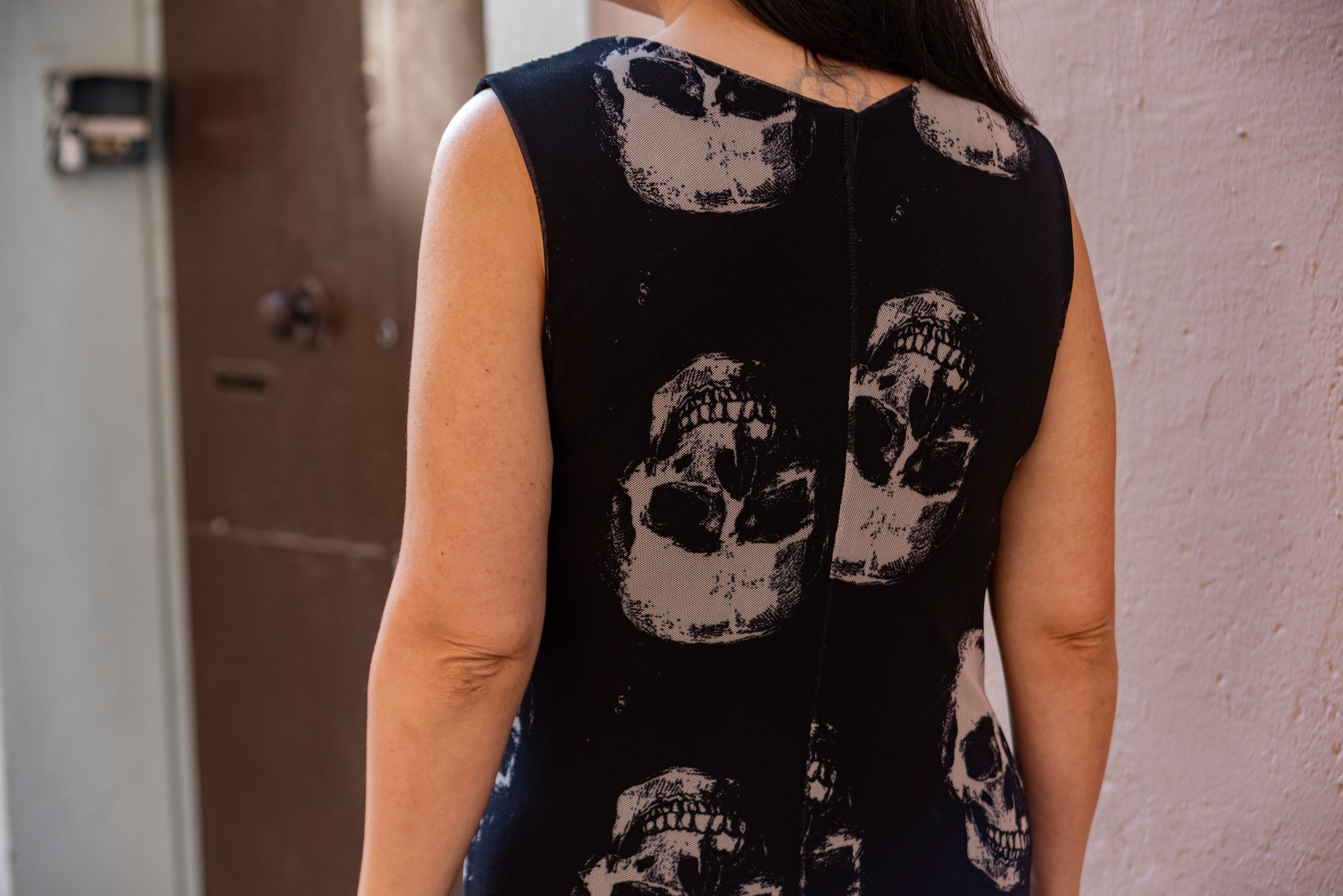 Vestido midi calaveras color negro