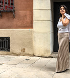 Falda midi topos color crema