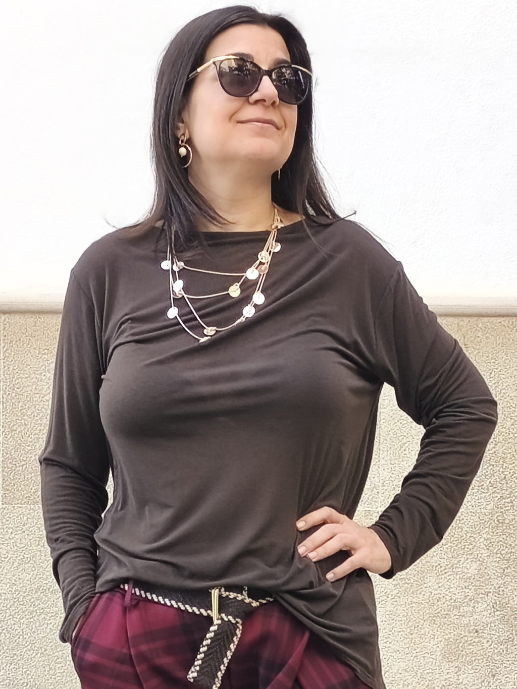 Camiseta lisa marrón