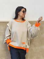 Sudadera estilo oversize beige