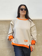 Sudadera estilo oversize beige